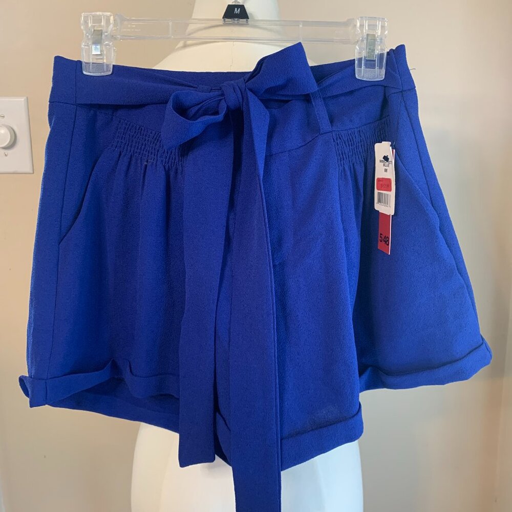 5/48 Saks Fifth Avenue Royal Blue Paperbag Waist Shorts Medium